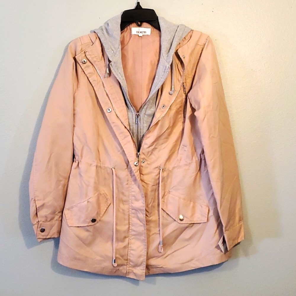 2×☆HOST PICK☆ Womens CHEMIZTRY 2 Layer Jacket Blush pink & gray small